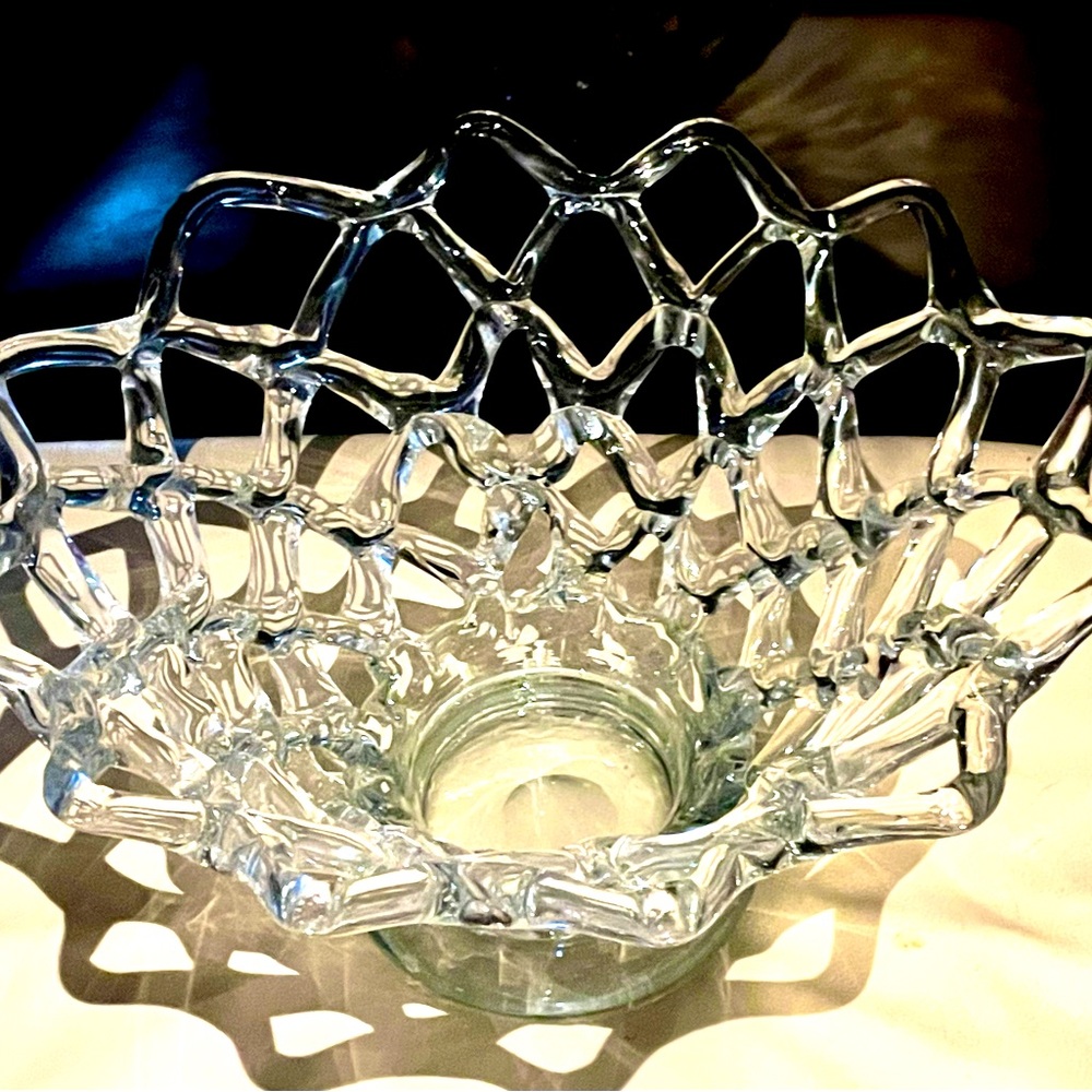 Rare Art Deco Murano LG Hand Blown glass Webbed  Bowl Borovier 1940’s Bowl *MINT